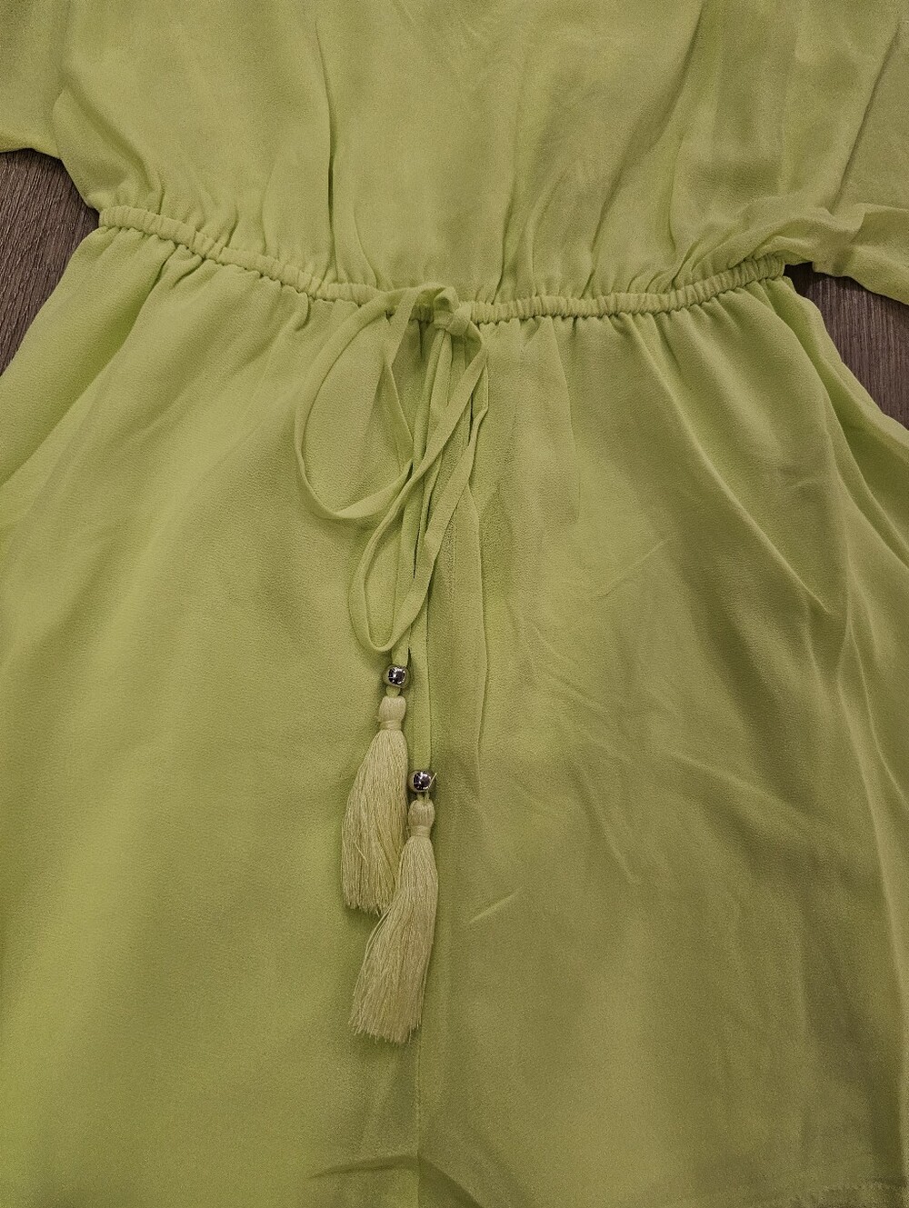 NWT Naked Zebra Neon Lime Green Cold Shoulder Romper With Tassles in Small - Picture 6 of 6